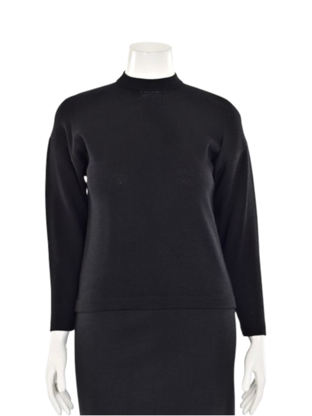 $320 St. John Black Santana Knit Drop Zip Back Shoulder Pullover